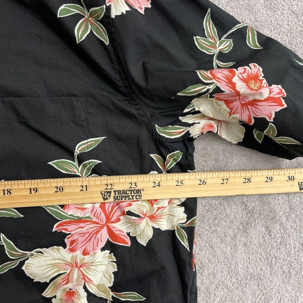 Cooke Street Men's XL Hawaiian Shirt Black Floral 100% Cotton N0709 - Picture 4 of 7